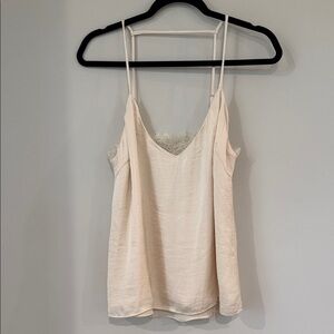 Lush Cream Double-Layer Satin Camisole with Spaghetti Straps